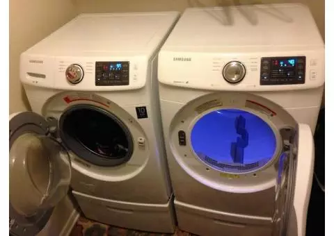 Samsung Front Load Washer and Dryer with Stands